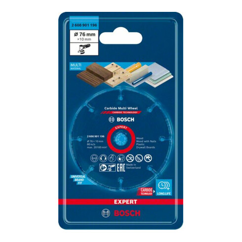 Molette de tronçonnage Bosch Expert en carbure, 76 mm, 1 mm, 10 mm