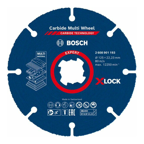 Molette de tronçonnage X-LOCK en carbure Bosch Expert, 125 mm, 1 mm, 22,23 mm
