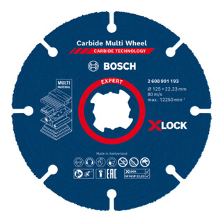 Molette de tronçonnage X-LOCK en carbure Bosch Expert, 125 mm, 1 mm, 22,23 mm