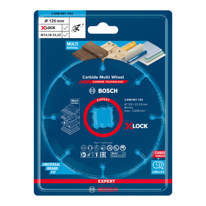 Molette de tronçonnage X-LOCK en carbure Bosch Expert, 125 mm, 1 mm, 22,23 mm