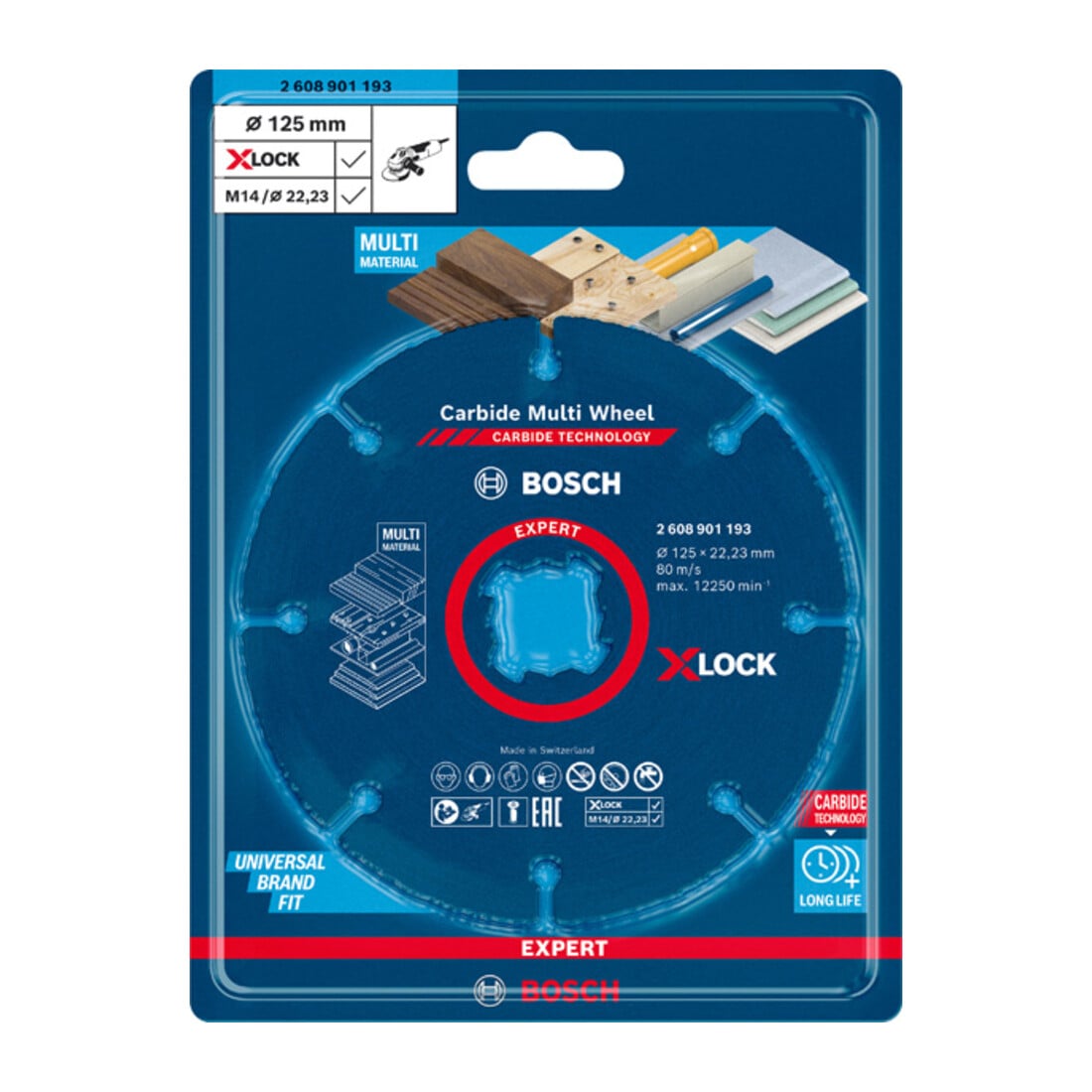 Molette de tronçonnage X-LOCK en carbure Bosch Expert, 125 mm, 1 mm, 22,23 mm