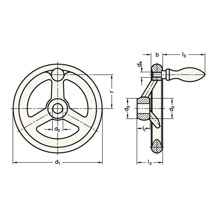 molette GN 950 b 22 mm d1 200 mm d2 20 mm GANTER