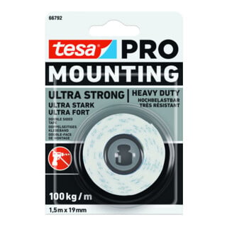 Montageband Mounting PRO Ultra Strong 66792 weiß L.1,5m B.19mm TESA