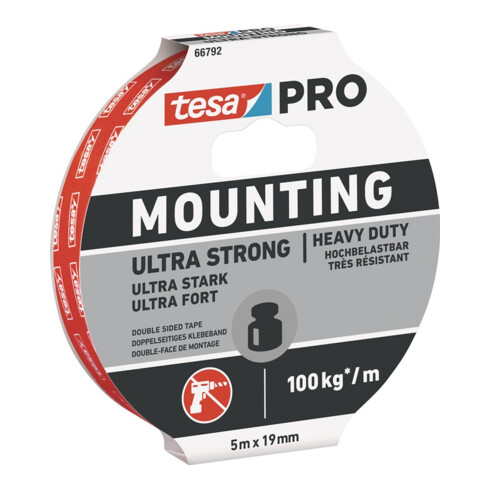 Montageband Mounting PRO Ultra Strong 66792 weiß L.5m B.19mm TESA