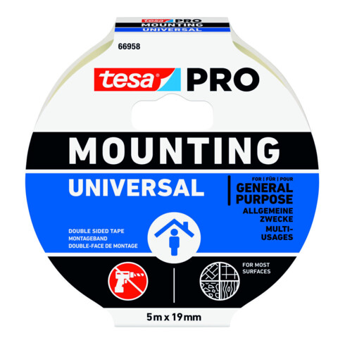 Montageband Mounting PRO Univ.66958 weiß L.5m B.19mm TESA
