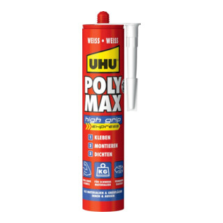Montagekleber POLY MAX HIGH GRIP EXPRESS weiß 425 g Kartusche UHU, 12 Stück