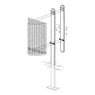 Montant métallique H. 1400 mm pour encastrer dans le béton avec verrou et clé ad