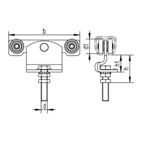 Monture Woelm 391, charge admissible 85 kg, double paire, pour profilé 300