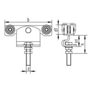 Monture Woelm 391, charge admissible 85 kg, double paire, pour profilé 300-2