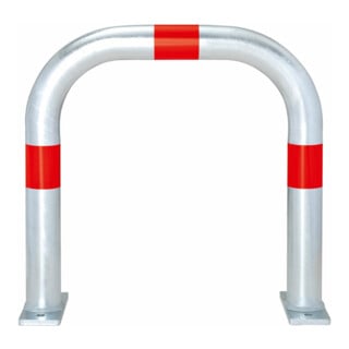 MORAVIA Arceau de protection CITY grand 500 x 500 mm acier galvanisé à chaud anneaux réfléchissants rouges pour scellement au sol