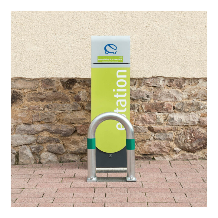 MORAVIA Arceau de protection CITY petit 500 × 360 mm acier galvanisé à chaud anneaux réfléchissants verts