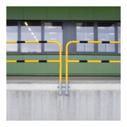 Moravia Arceau de protection extérieur noir/jaune 1300 × 1000 mm fixation murale par douille d’insertion