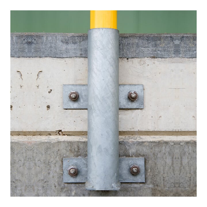 Moravia Arceau de protection extérieur noir/jaune 1300 × 1000 mm fixation murale par douille d’insertion