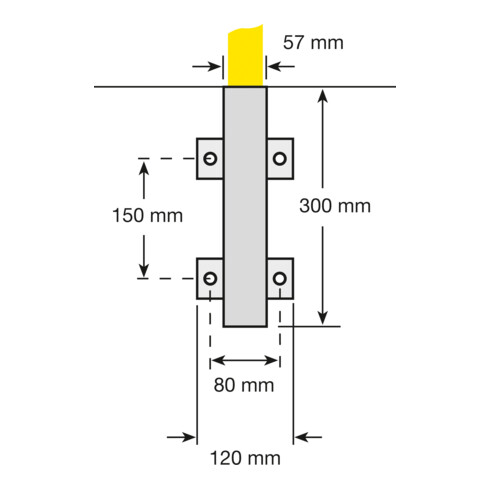 Moravia Arceau de protection extérieur noir/jaune 1300 × 1000 mm fixation murale par douille d’insertion