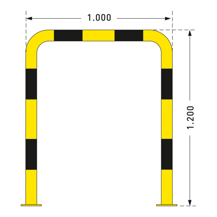 Moravia Black Bull Protection anti-chocs tube rond 76 x 3 mm à cheviller intérieur 1200 x 1000 mm