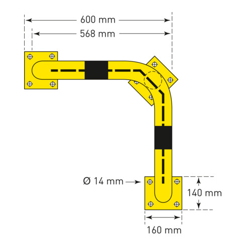 Moravia corner ram protection bracket Black Bull with underride protection for inside 600 mm 76 mm 3 mm