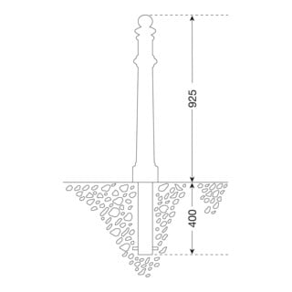 MORAVIA Bollard blason H 925 (+400) mm noyau en acier DB 703 2 œillets pour installation fixe