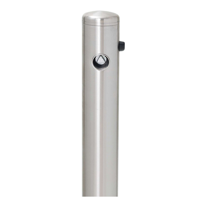 MORAVIA Bollard en acier inoxydable MILANO Ø 76 mm H 925 mm rabattable avec fermeture triangulaire
