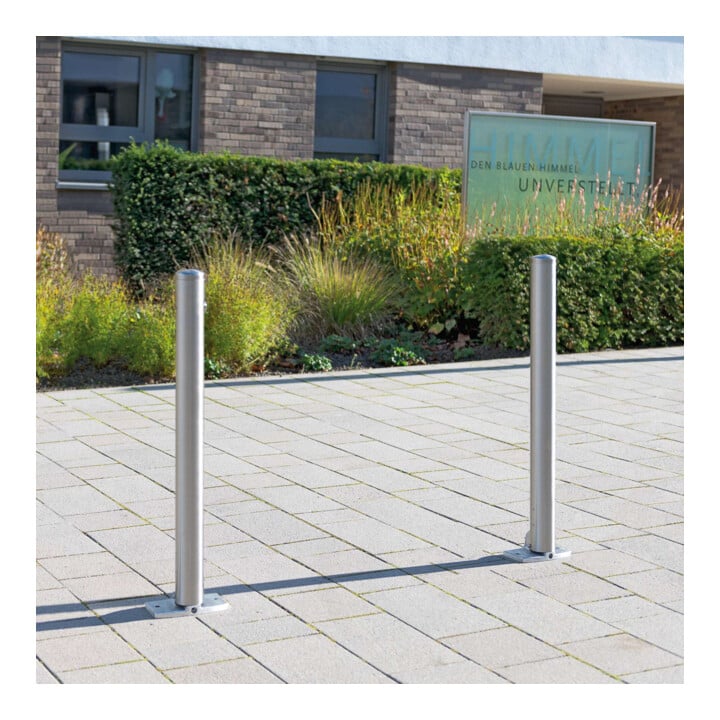 MORAVIA Bollard en acier inoxydable MILANO Ø 76 mm H 925 mm rabattable avec fermeture triangulaire