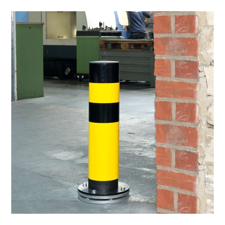 Moravia Borne de protection pivotante SWING, acier, jaune/noir, à cheviller, 159×700mm