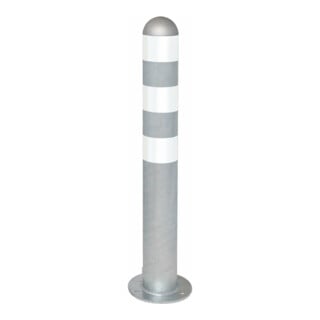MORAVIA Bornes de protection en acier H 800 mm galvanisé feuill aluminium avec anneaux réfléchissants blancs