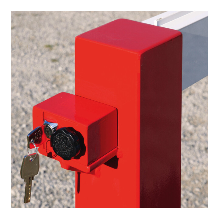 MORAVIA Drehschranke COMPACT horizontal schwenkbar Rundzylinder L 3000mm verzinkt rot-weiß