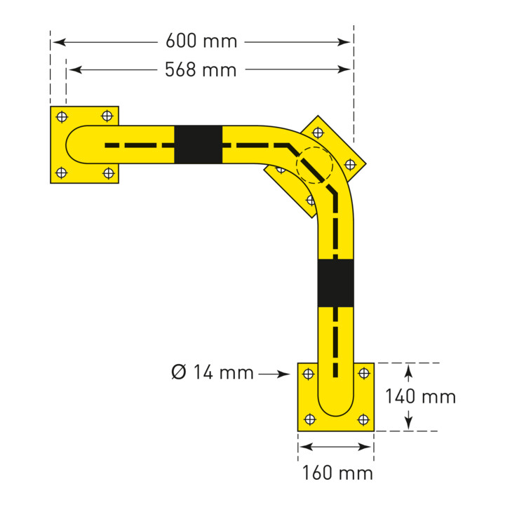 Moravia Eckrammschutz-Bügel Black Bull mit Unterfahrschutz für innen 350 x 600 x 600 mm