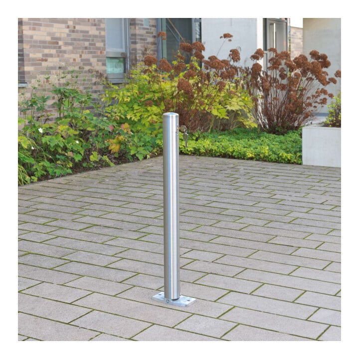 MORAVIA Edelstahlpoller MILANO H 925 mm zum Umlegen mit Zylinderschloss