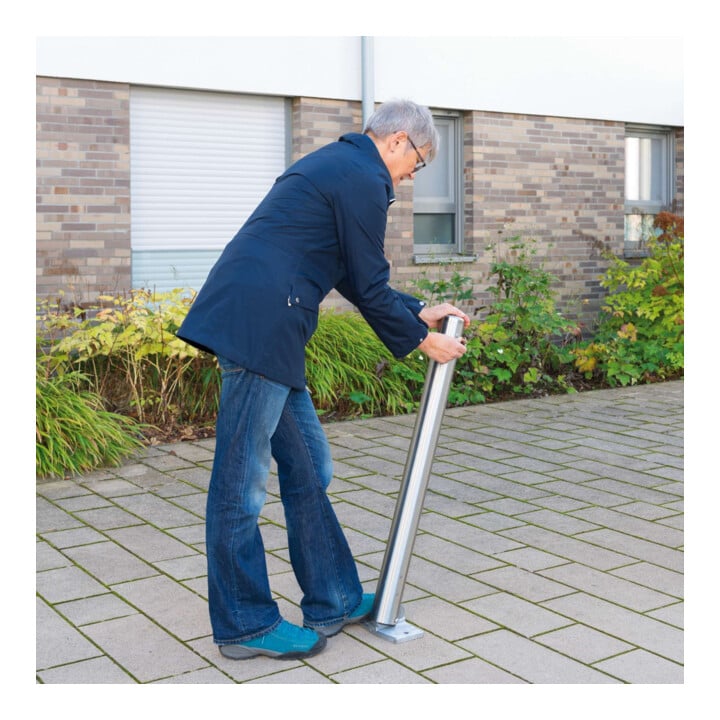 MORAVIA Edelstahlpoller MILANO H 925 mm zum Umlegen mit Zylinderschloss
