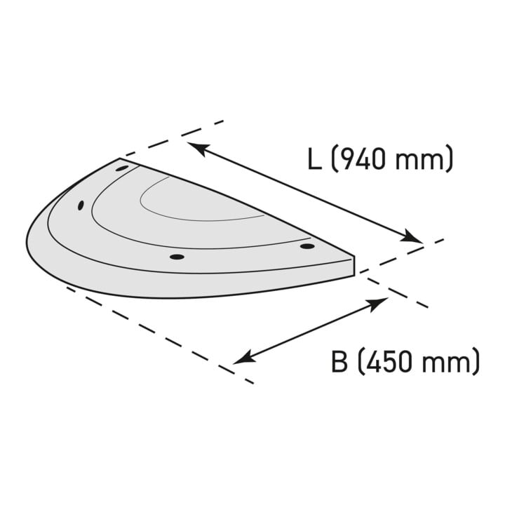 Moravia Fahrbahnschwelle SafeRide-75 Abschlusselement mit Nut 900 x 450 x 75 mm