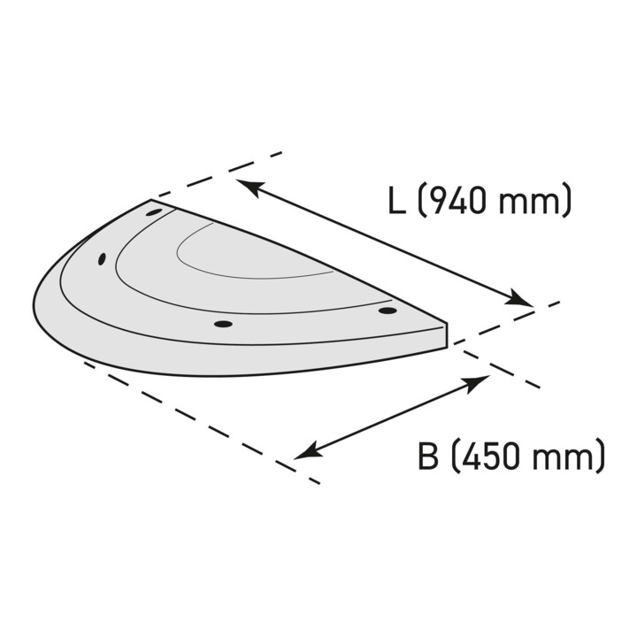 Moravia Fahrbahnschwelle SafeRide-75 Abschlusselement mit Zapfen schwarz 900 x 450 x 75 mm