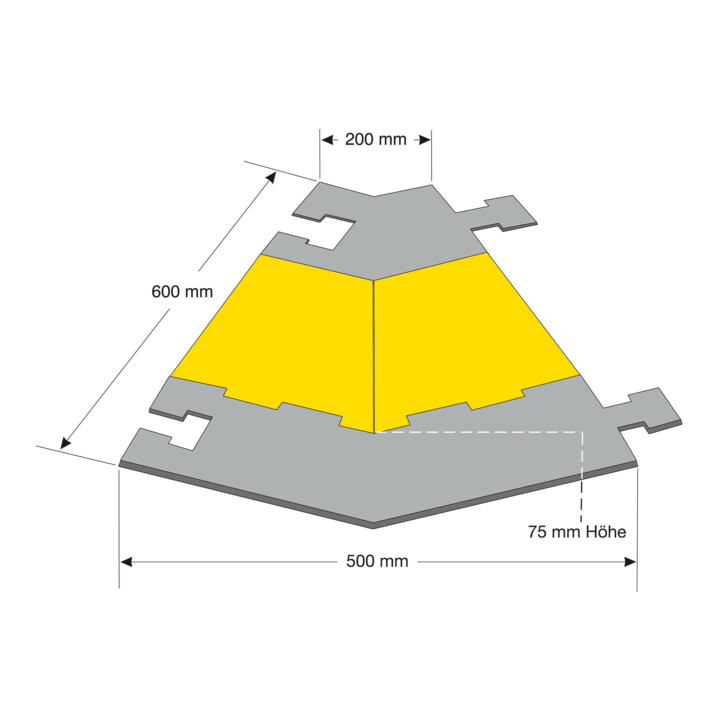 Moravia Goulotte pour câbles grande, angle 45° droit, 500 × 200 × 600 × 75 mm