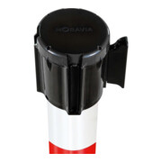 Moravia Gurt-Warnständer BASIC mit rot/weiß schraffiert Band Länge 3000 mm, 50 x 950 mm-3