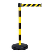 Moravia Gurt-Warnständer BASIC mit schwarz/gelb schraffiert Band Länge 3000 mm, 50 x 950 mm