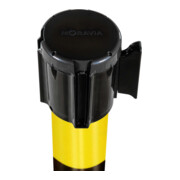 Moravia Gurt-Warnständer BASIC mit schwarz/gelb schraffiert Band Länge 3000 mm, 50 x 950 mm-2