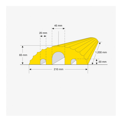 Moravia kabelbrug klein geel 3 kabelgoten 1200 x 210 x 65 mm