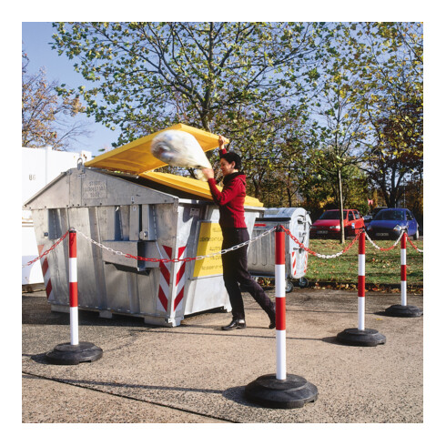 Moravia Kettenständer EXTERN 60 x 1000 mm rot/weiß + Ösenkappe und Recyclingfuß