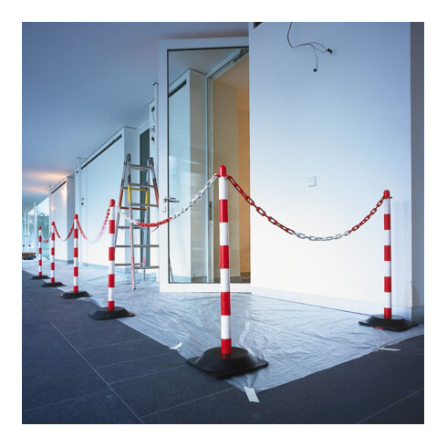 Moravia Kettenständer leicht rot/weiß 40 x 870 mm Dreiecksfuß Kunstständer + betongefüllt