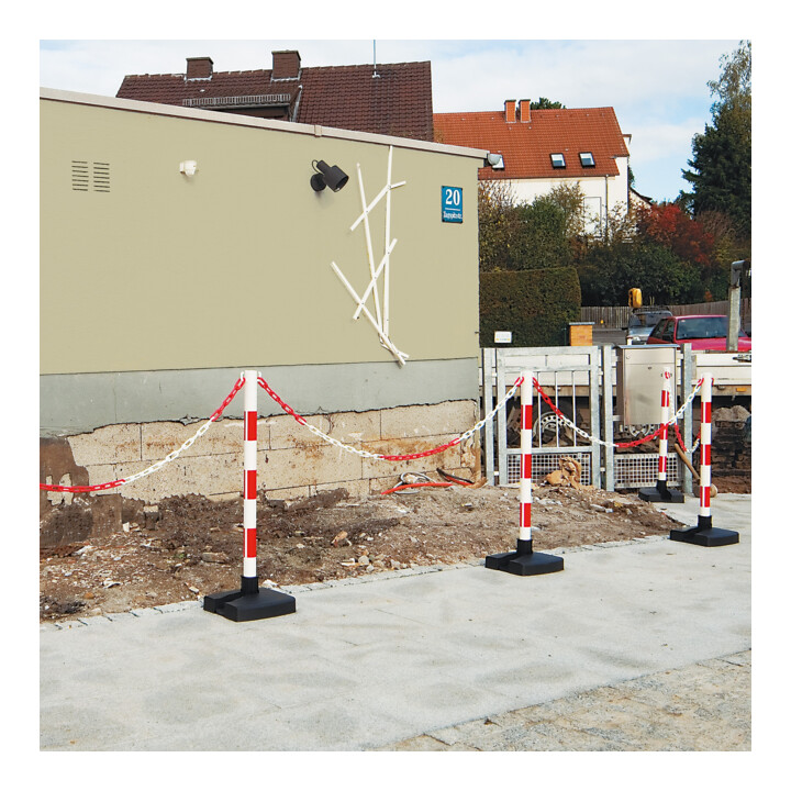 Moravia Kettenständer Set klappbar rot/weiß 4 Pfosten 50 x 900 mm + 10 m Kette 4 Stk.