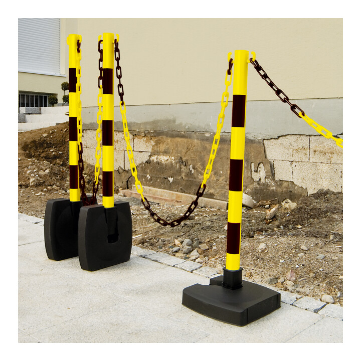 Moravia Kettenständer Set klappbar schwarz/gelb 4 Pfosten 50 x 900 mm + 10 m Kette 4 Stk.