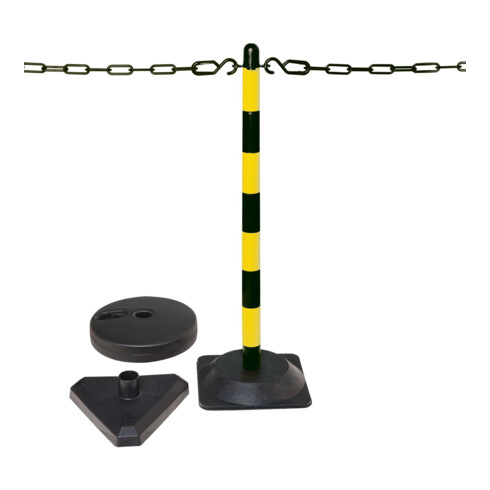 Moravia Kettenständer Set mit Dreiecksfuß schwarz/gelb 10 m Kette + Verbinder + Haken 6 Stk.