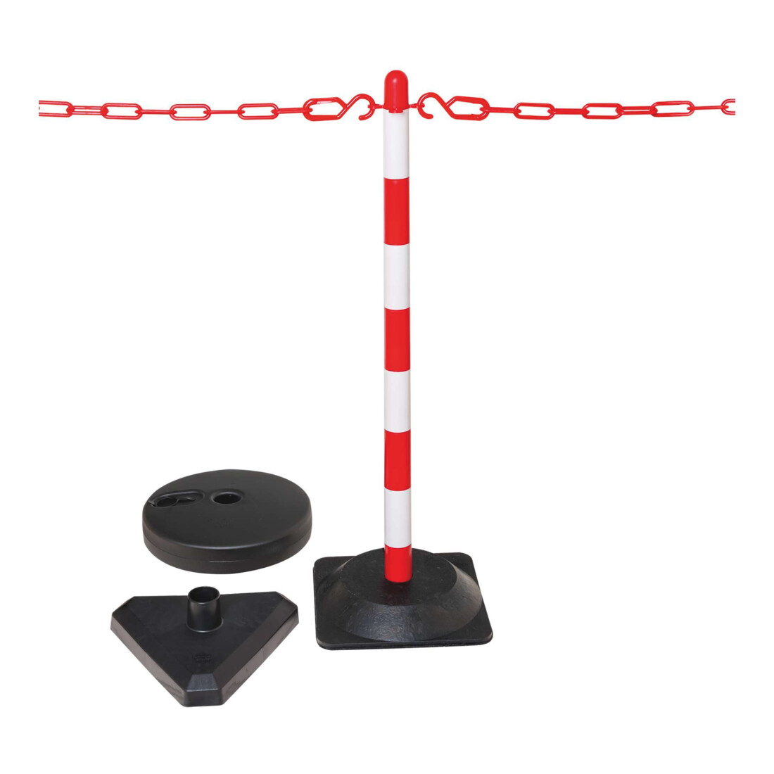 Moravia Kettenständer Set Rundfuß befüllbar rot/weiß 10 m Kette + Verbinder + Haken 6 Stk.