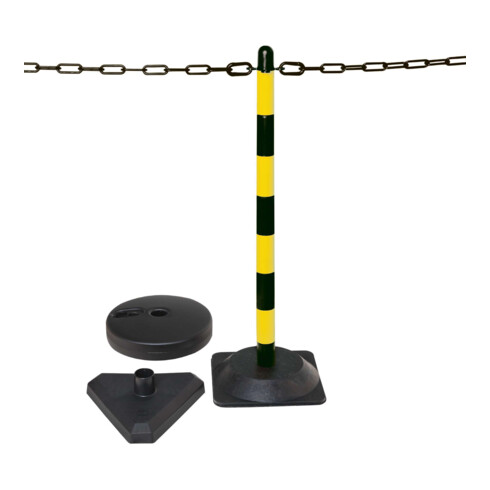 Moravia kettinghouder set met driehoekige basis zwart/geel 10 m ketting + connector + haak 6 st.