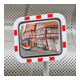 Moravia Miroir de circulation en acier inoxydable 450 × 600 mm cadre rouge/blanc + collier-1