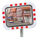 Moravia Miroir de circulation en acier inoxydable 450 × 600 mm cadre rouge/blanc + collier