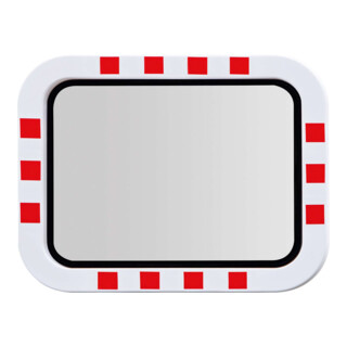 Moravia Miroir de circulation en acier inoxydable 450 × 600 mm cadre rouge/blanc + collier