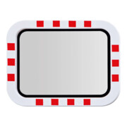 Moravia Miroir de circulation en acier inoxydable 450 × 600 mm cadre rouge/blanc + collier