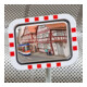 Moravia Miroir de circulation en acier inoxydable 450 × 600 mm cadre rouge/blanc + collier