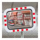 Moravia Miroir de circulation en acier inoxydable 450 × 600 mm cadre rouge/blanc + collier