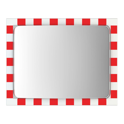 Moravia Miroir de circulation en acier inoxydable 600 × 800 mm cadre rouge/blanc + collier 76 mm